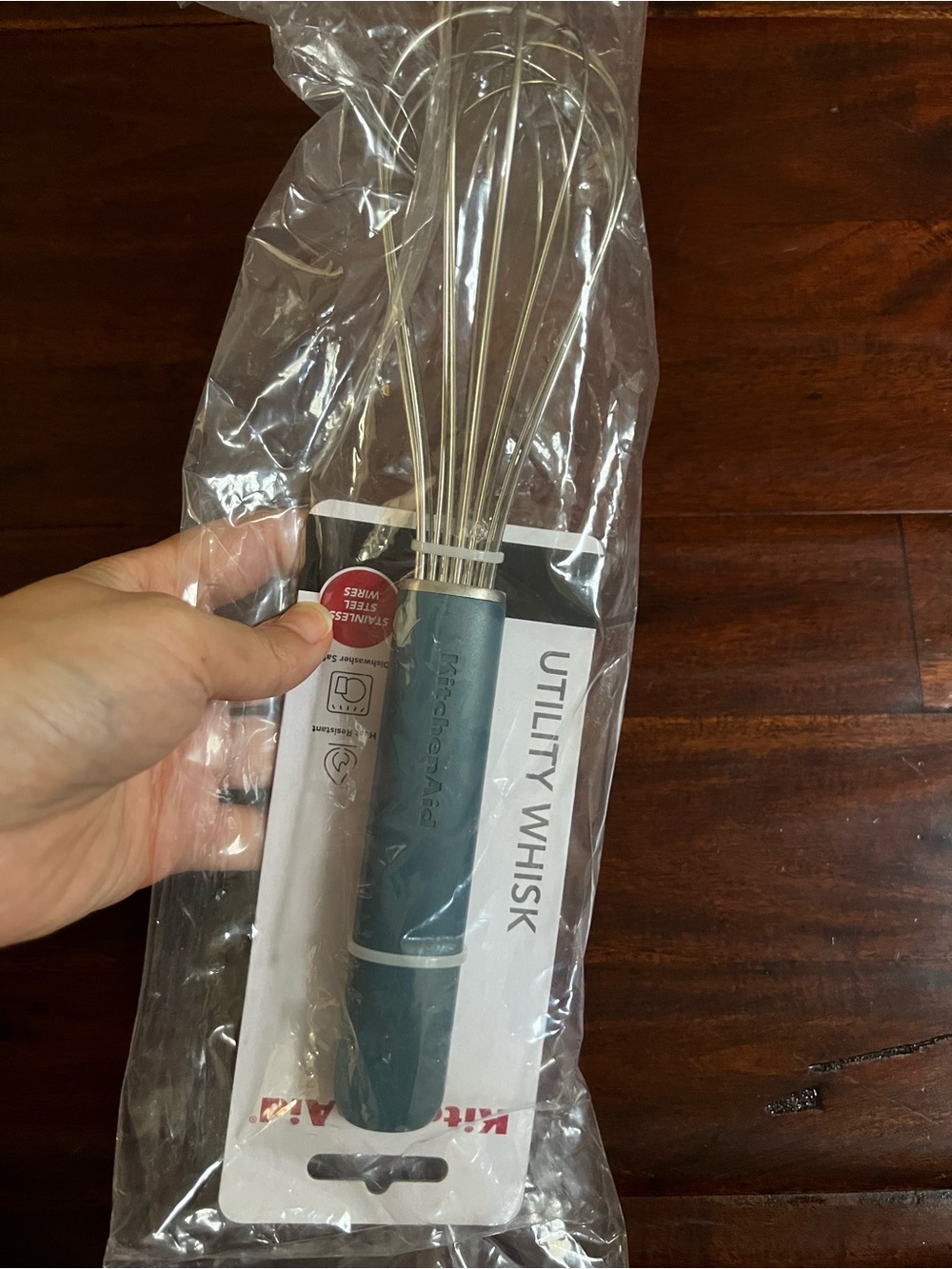 KITCHENAID UTILITY WHISK BLUE STURDY STAINLESS STEEL WIRES new